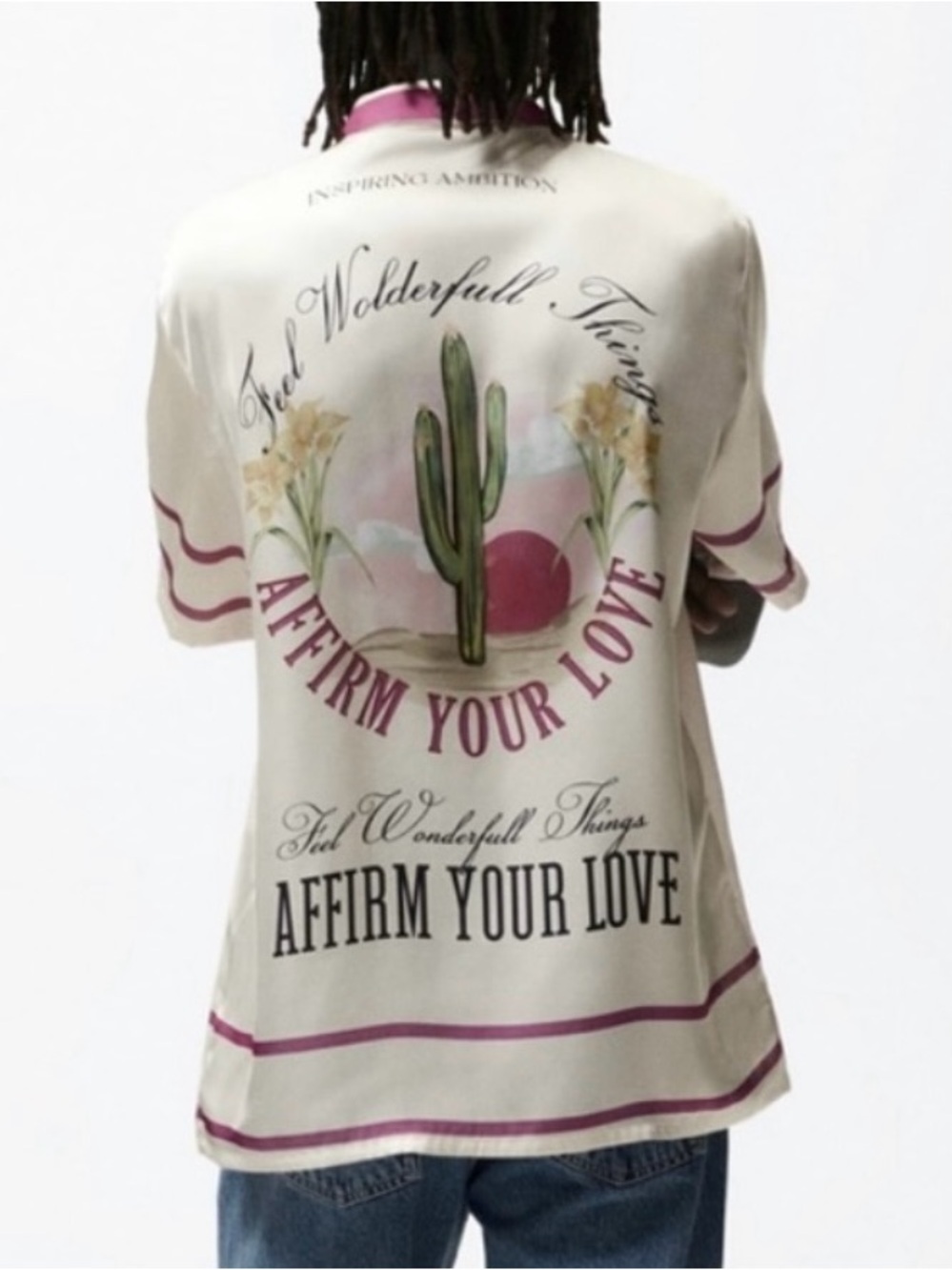 Zara Resortwear “Affirm Your Love” Buttondown Shirt Large